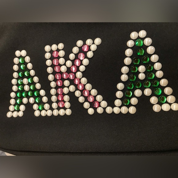 Black Embellished Women's Fanny pack - Pink and Green - Picture 3 of 6